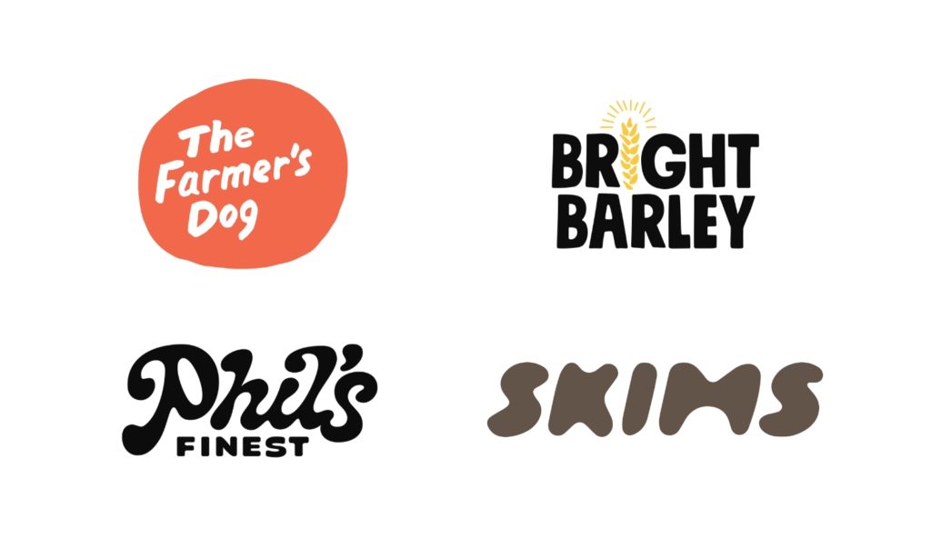 Hand-Drawn Elements: 2022 Emerging Trends Logos BuzzShift The Farmer's Dog Phils Finest Bright Barley Skims